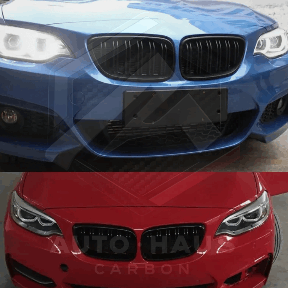 BMW F22 F23 F87 2 Series Gloss Black Grills Double Slat 2014 - 2018