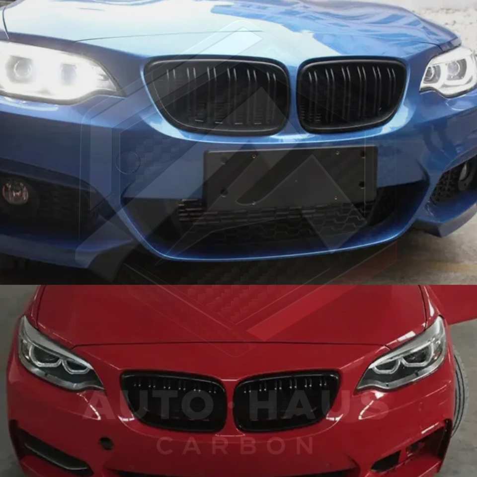 BMW F22 F23 F87 2 Series Gloss Black Grills Double Slat 2014 - 2018