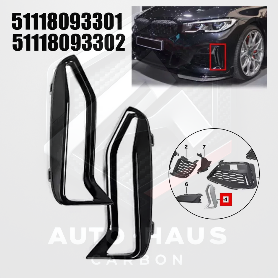BMW 3 Series G20 G21 Gloss Black Fog Light Trim