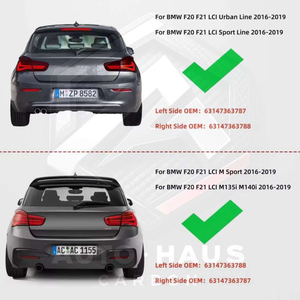 BMW F20 F21 LCI Honeycomb Rear Reflectors Gloss Black