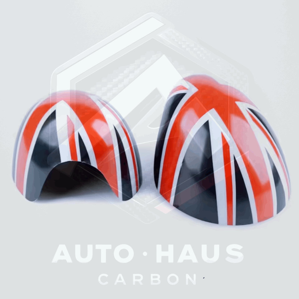 Mini Cooper S JCW F54 F55 F56 F57 F60 Funky Mirror Covers 2015-2019 Black & Red Union Jack