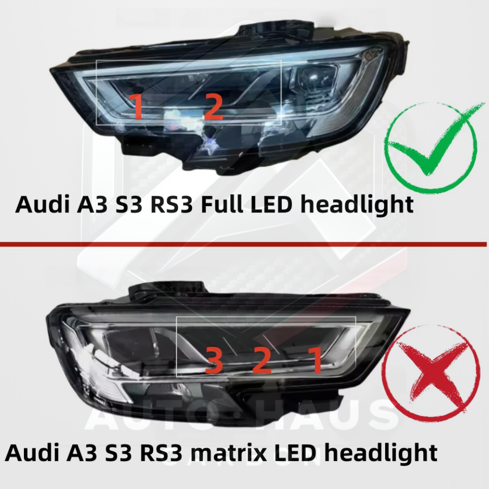 Audi A3 S3 RS3 Yellow DRL Boards for LED Headlights 2017-20 (Non Matrix)