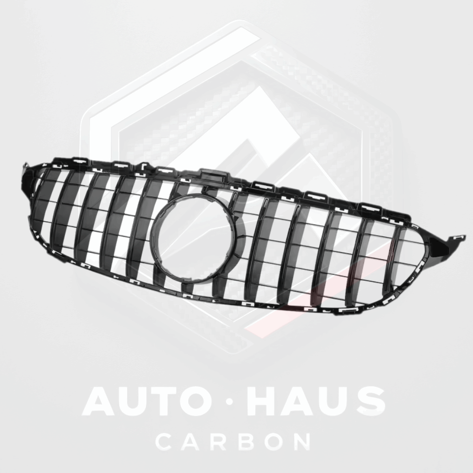 Mercedes C Class W205 C205 C200 C220 GT Style Grill - Gloss Black 15-18