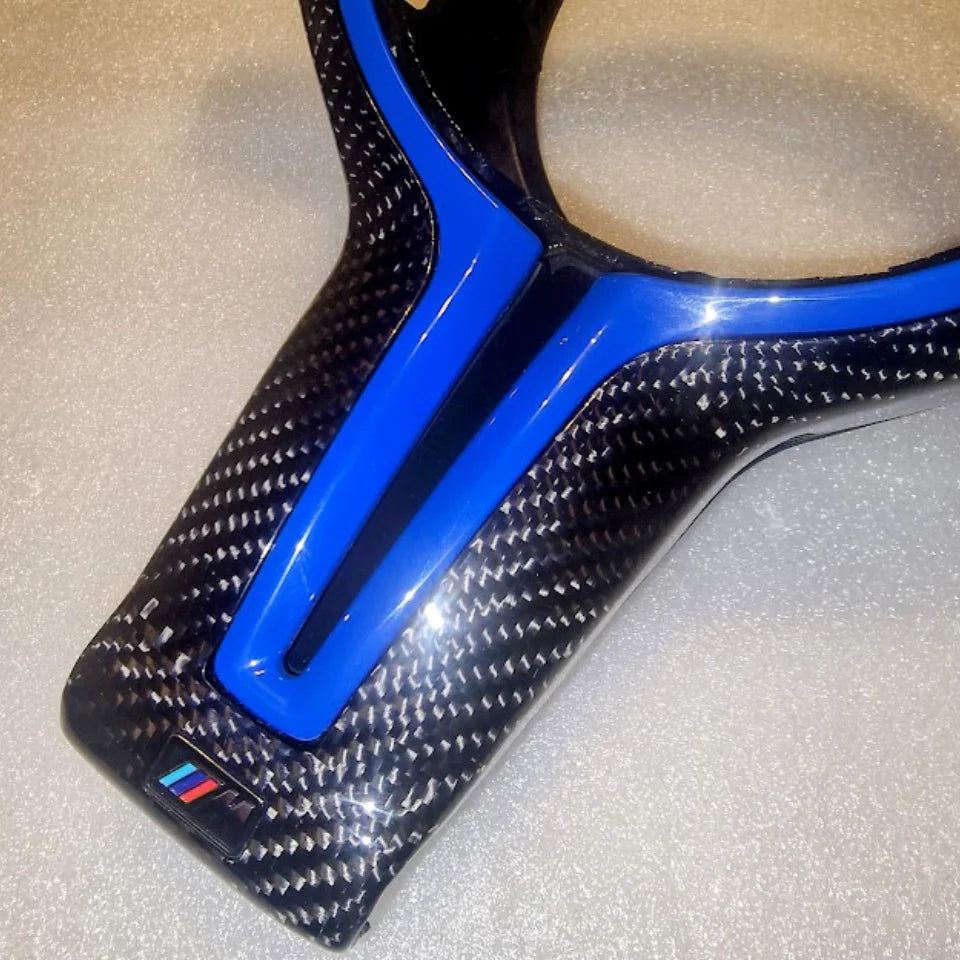 BMW F Series Gloss Carbon Centre Trim Multiple Styles Blue M LOGO