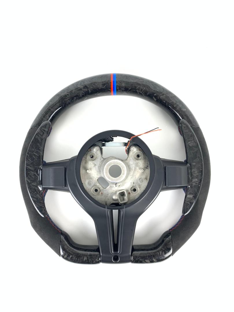 BMW F Series Forged Carbon & Alcantara with Forged Carbon Paddles, Colour LED Display, BMW Tri Colour Stitching & Accents