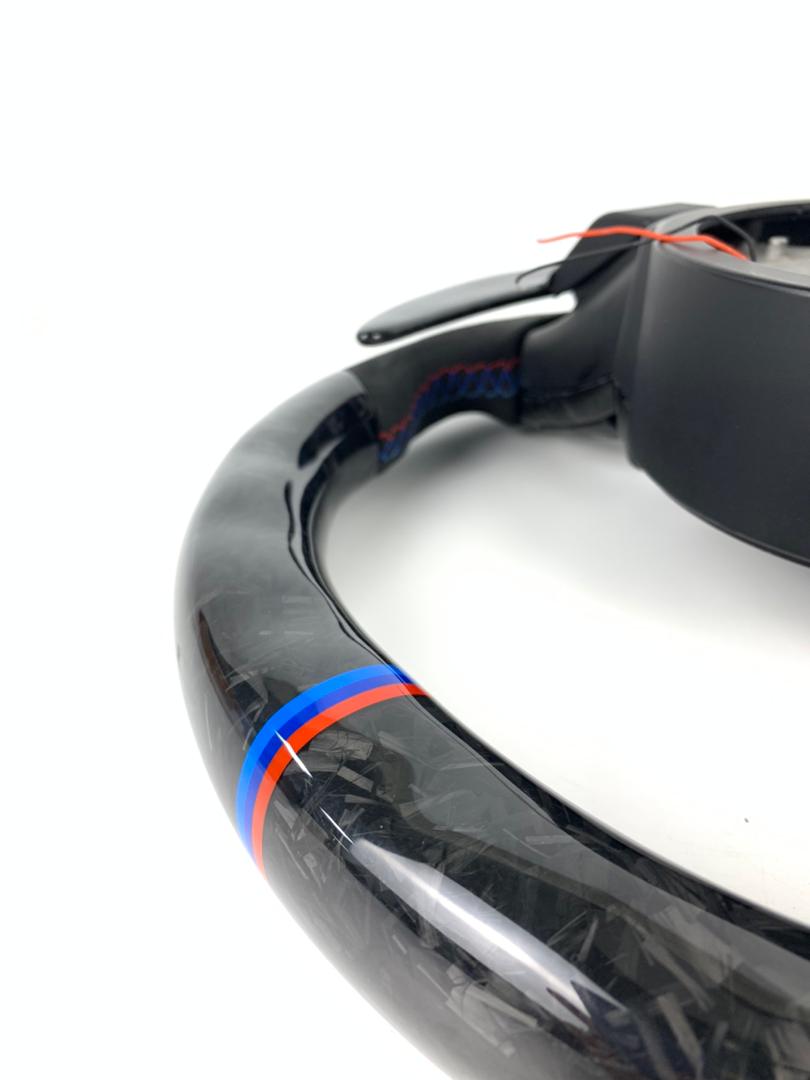 BMW F Series Forged Carbon & Alcantara with Forged Carbon Paddles, Colour LED Display, BMW Tri Colour Stitching & Accents