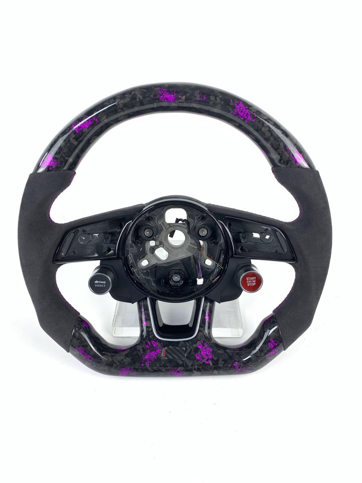 Audi R8 Forged Carbon Flat Bottom Wheel with Purple Flake & Alcantara Grip