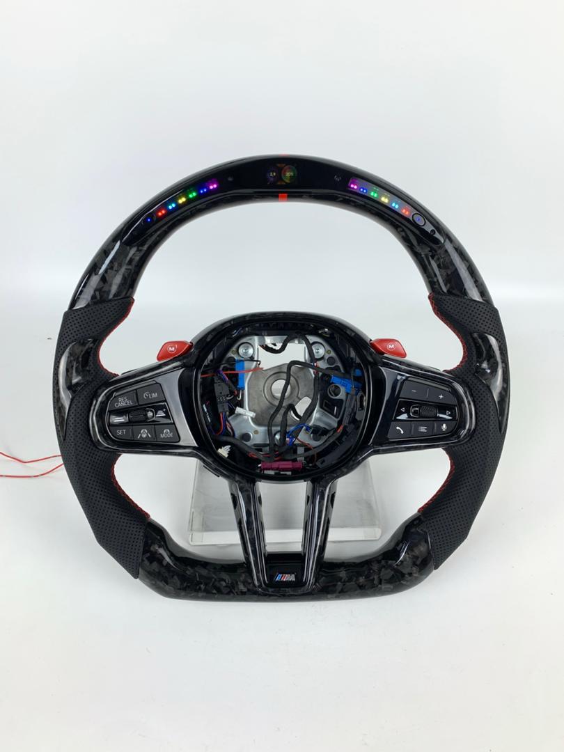 BMW G8x LCI LED Flat Bottom Forged Carbon Fibre Wheel CUSTOM ORDER
