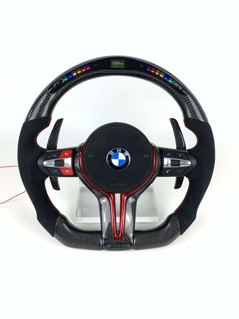 BMW Fx Series Carbon & Alcantara Flat Bottom Wheel with Matching Paddles & Airbag Trim - Non Heated/ACC