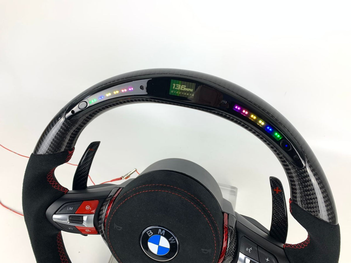BMW Fx Series Carbon & Alcantara Flat Bottom Wheel with Matching Paddles & Airbag Trim - Non Heated/ACC