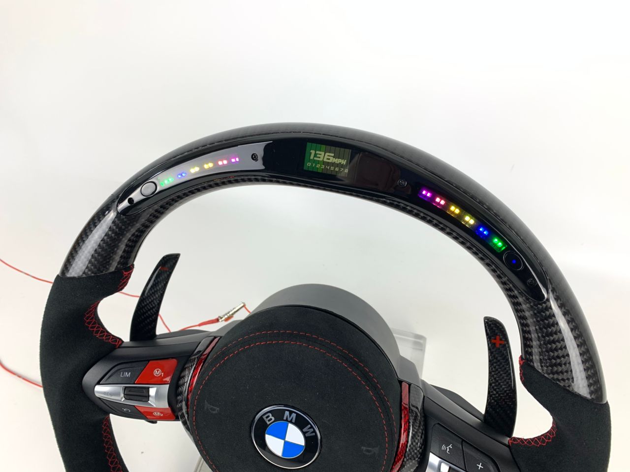 BMW Fx Series Carbon & Alcantara Flat Bottom Wheel with Matching Paddles & Airbag Trim - Non Heated/ACC