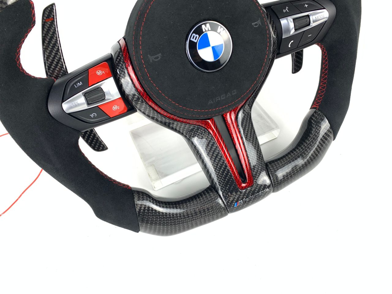 BMW Fx Series Carbon & Alcantara Flat Bottom Wheel with Matching Paddles & Airbag Trim - Non Heated/ACC