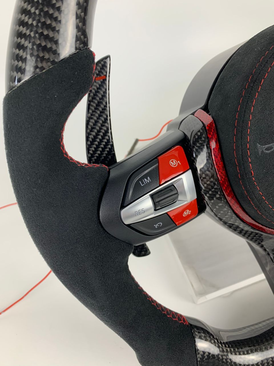 BMW Fx Series Carbon & Alcantara Flat Bottom Wheel with Matching Paddles & Airbag Trim - Non Heated/ACC