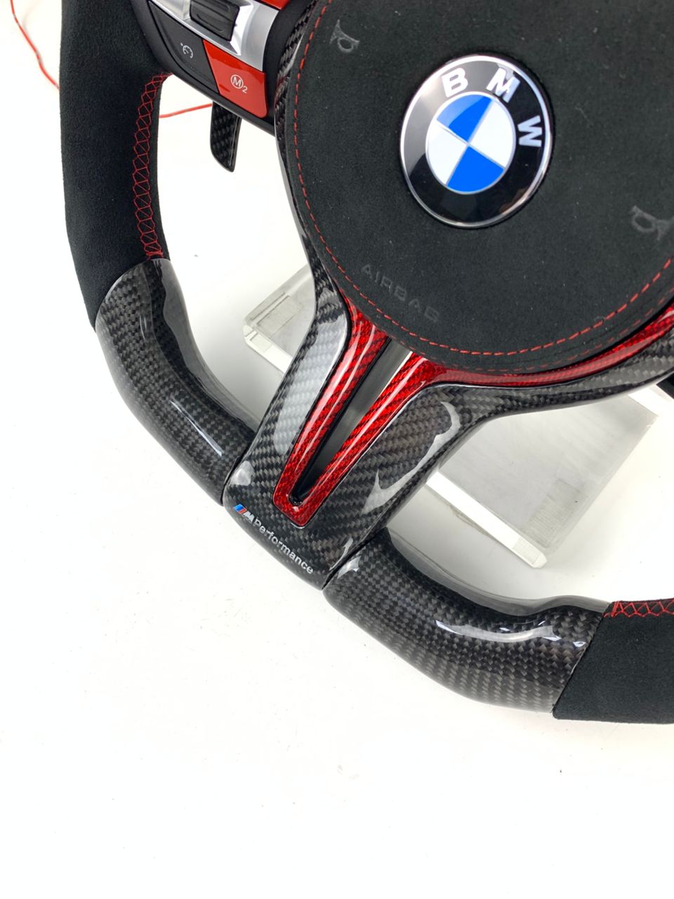 BMW Fx Series Carbon & Alcantara Flat Bottom Wheel with Matching Paddles & Airbag Trim - Non Heated/ACC