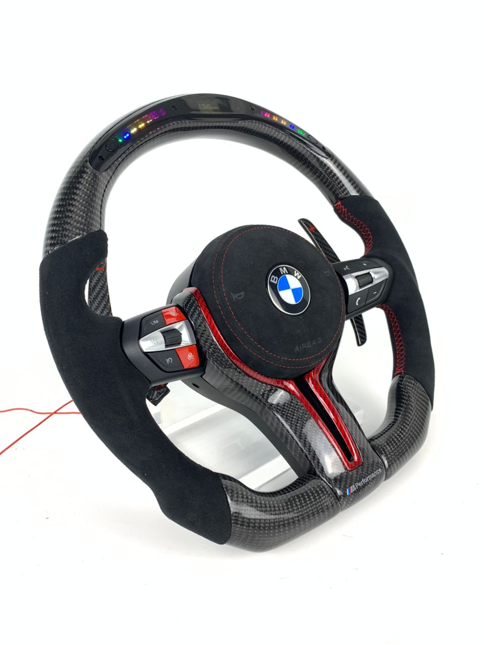 BMW Fx Series Carbon & Alcantara Flat Bottom Wheel with Matching Paddles & Airbag Trim - Non Heated/ACC