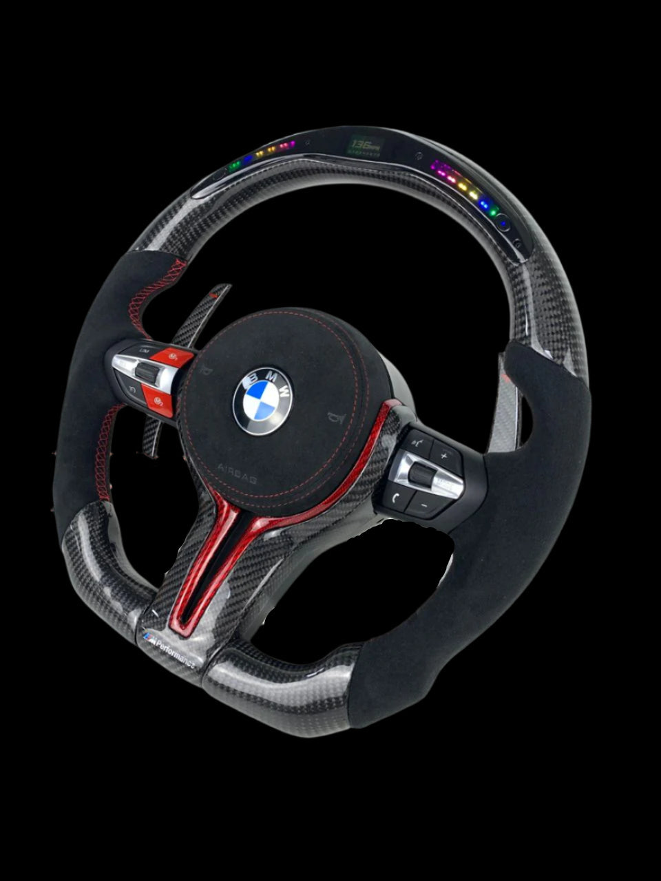 BMW Fx Series Carbon & Alcantara Flat Bottom Wheel with Matching Paddles & Airbag Trim - Non Heated/ACC