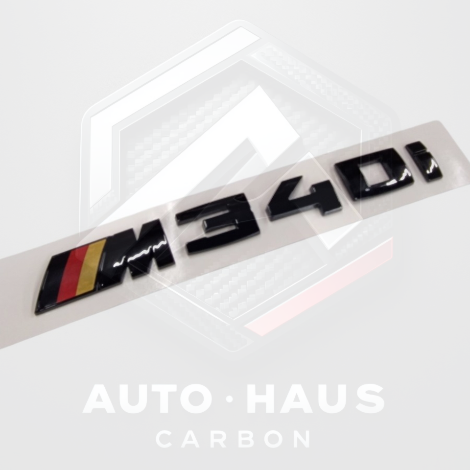 BMW M340i German Tri Colour Gloss Black Badge