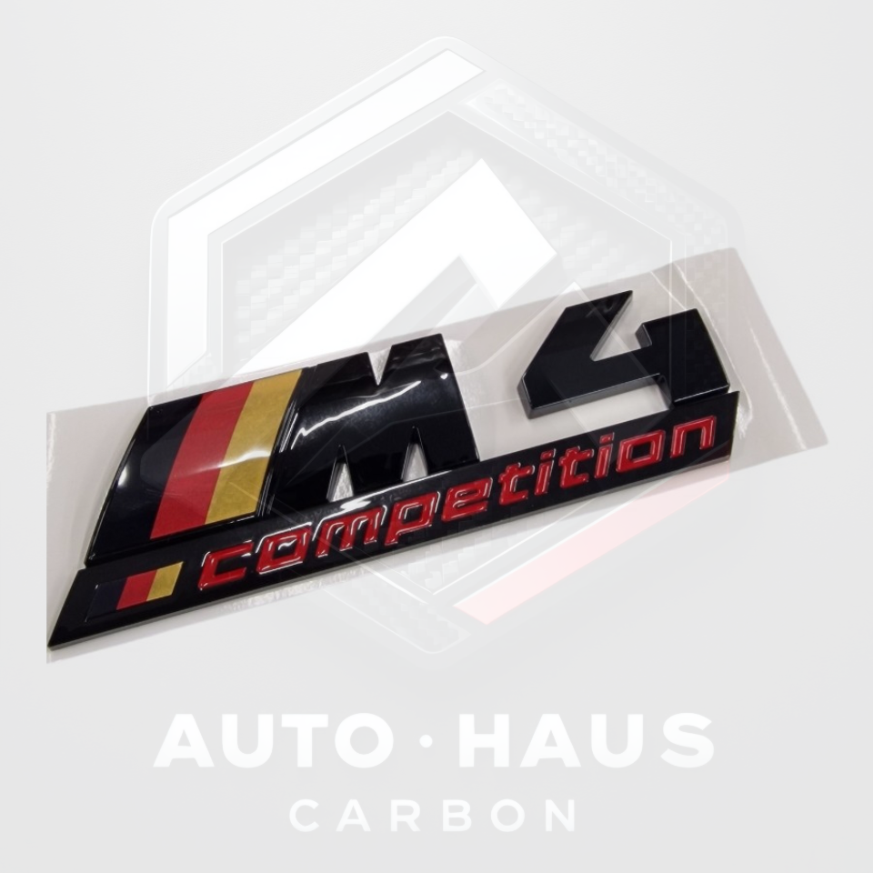 BMW M4 Competition German Tri Colour Gloss Black Badge