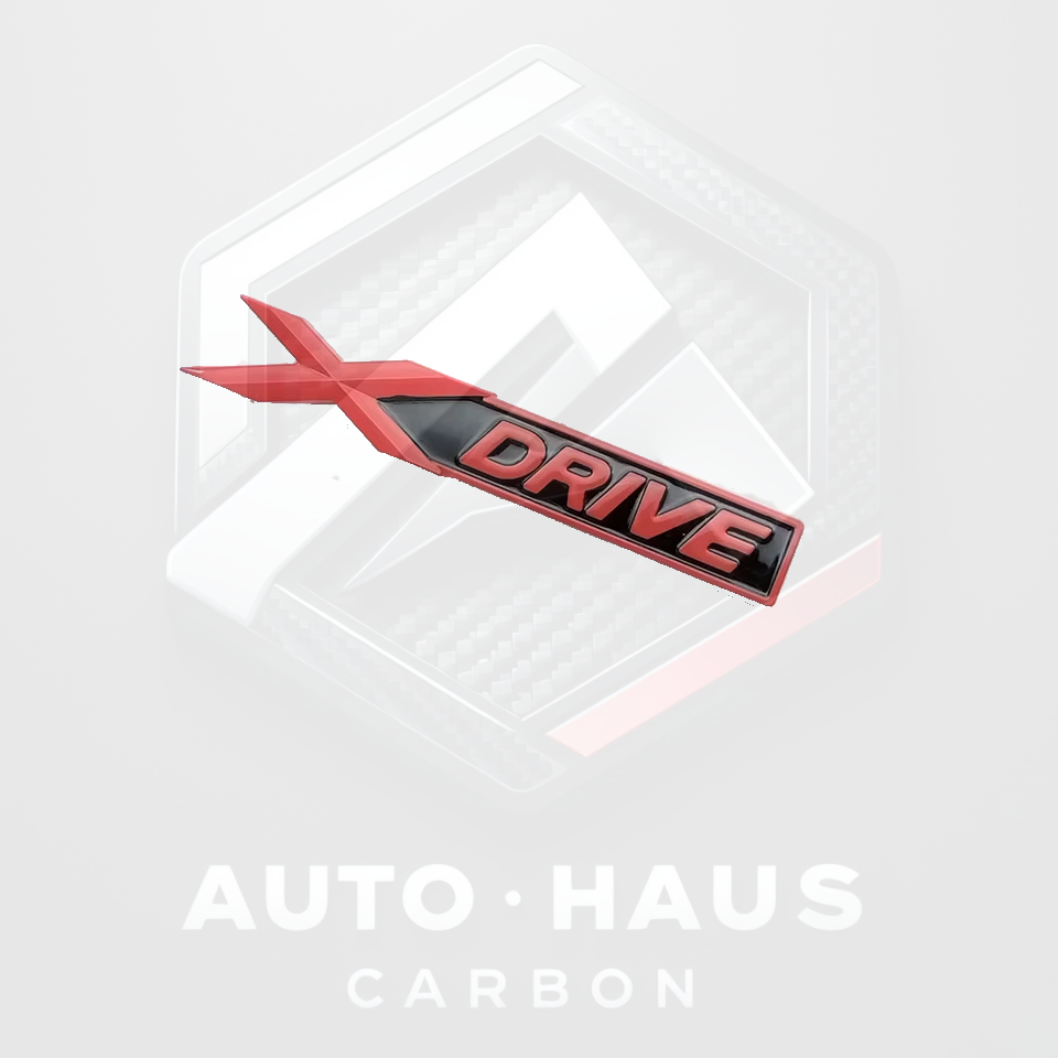 BMW X-Drive Gloss or Matte Black Badge 105x15mm Red & Black