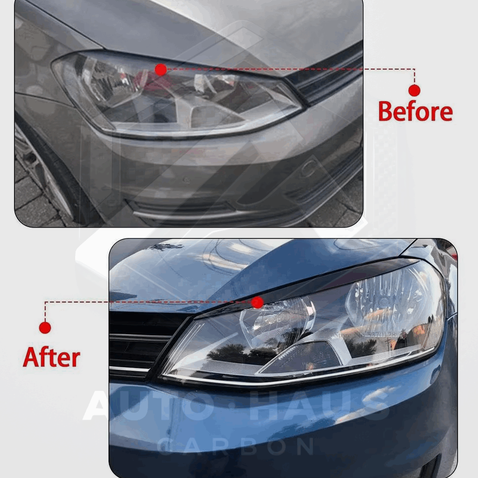Volkswagen Golf MK7 MK7.5 GTI R Gloss Black Headlight Brows 2013-2019