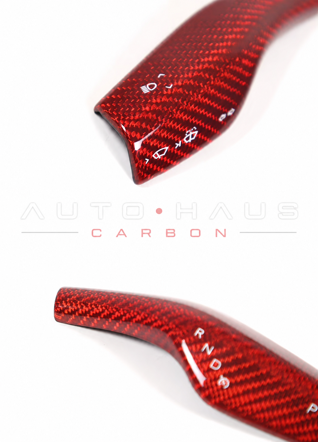 Tesla Model 3 & Model Y Red Carbon Fibre Stalk Covers – Pair