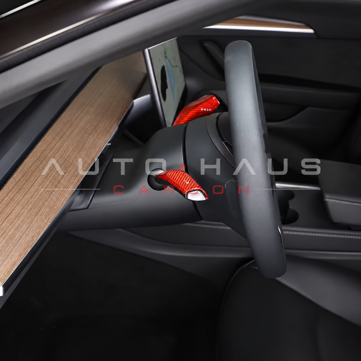 Tesla Model 3 & Model Y Red Carbon Fibre Stalk Covers – Pair