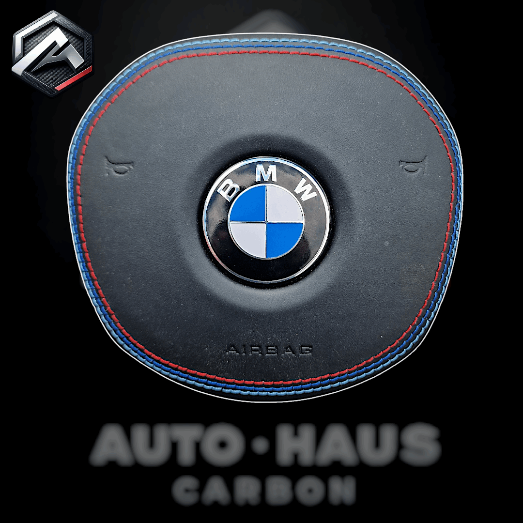 BMW G Series Black Leather with BMW Tri Stitch Airbag Cover