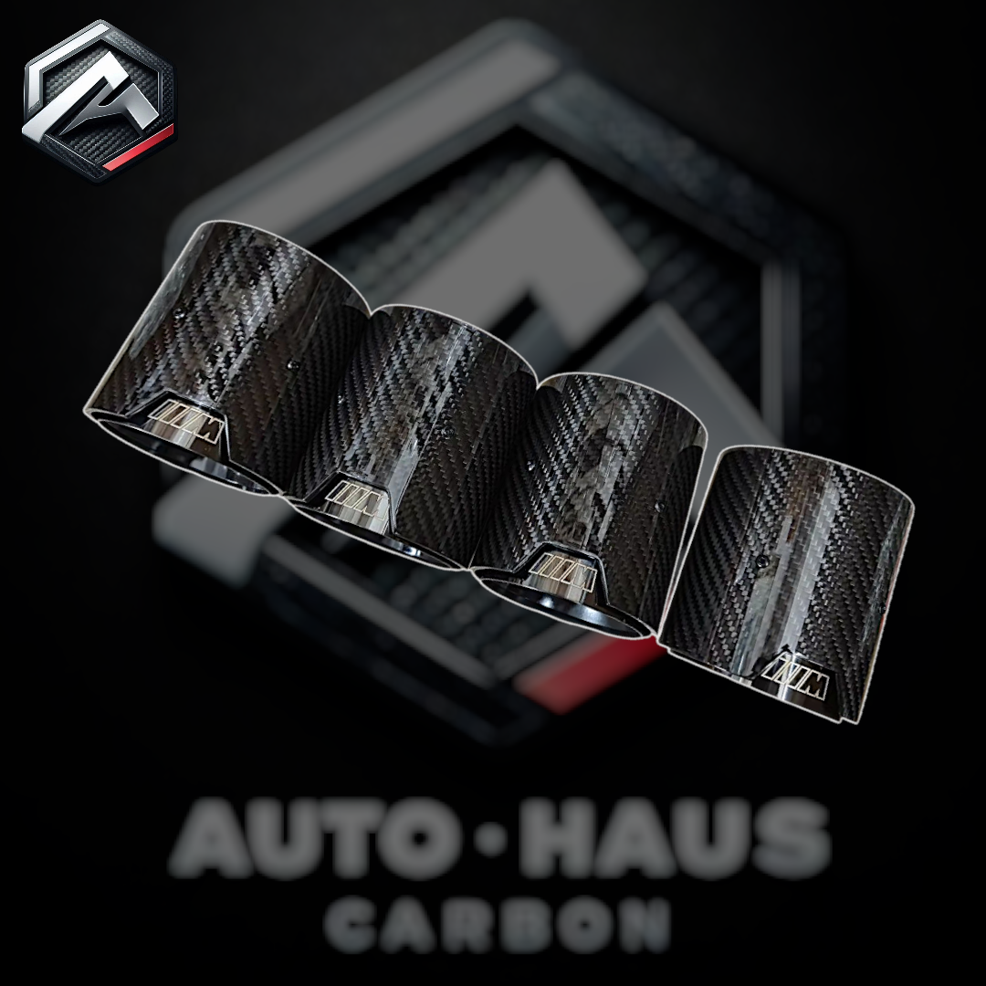 BMW M5 F90 Carbon Fibre Exhaust Tips Black with M Logo