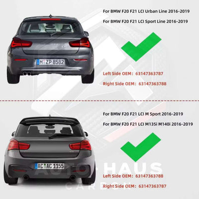 BMW F20 F21 LCI Honeycomb Rear Reflectors Gloss Black
