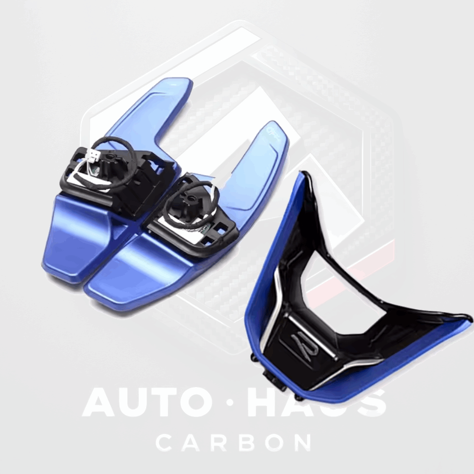 Volkswagen Golf MK8 Paddle Shifters & Steering Wheel Insert Set Blue