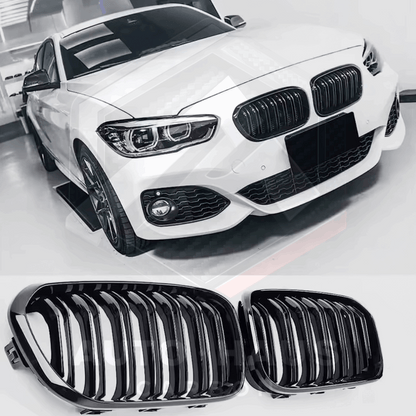 BMW F20 F21 1 Series LCI M Sport Double Slat Gloss Black Grill 2015-17