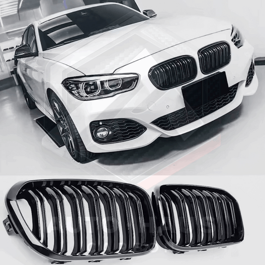 BMW F20 F21 1 Series LCI M Sport Double Slat Gloss Black Grill 2015-17