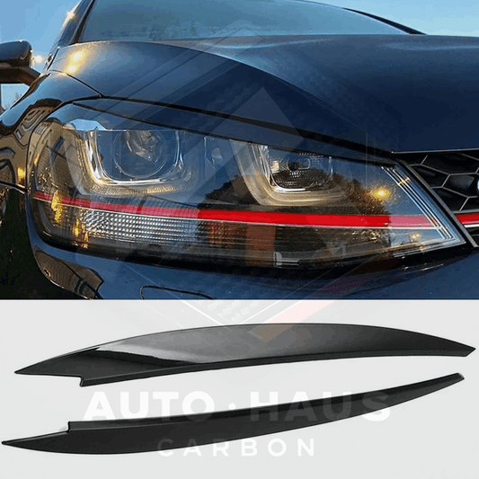 Volkswagen Golf MK7 MK7.5 GTI R Gloss Black Headlight Brows 2013-2019