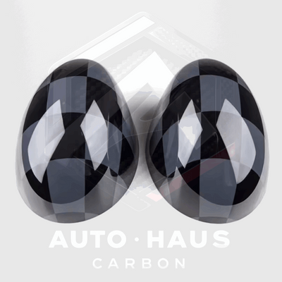 Mini Cooper S JCW F54 F55 F56 F57 F60 Funky Mirror Covers 2015-2019 Grey Chequer