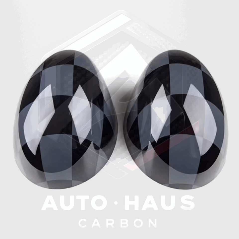 Mini Cooper S JCW F54 F55 F56 F57 F60 Funky Mirror Covers 2015-2019 Grey Chequer