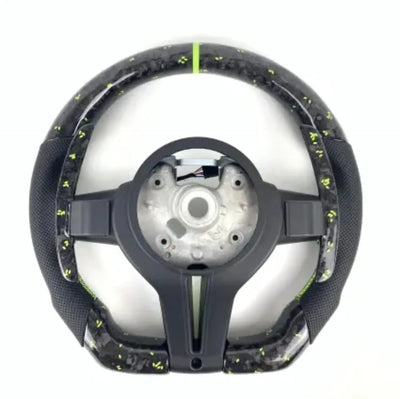 BMW Fx Series Forged Lime Carbon Fibre Flat Bottom Wheel with Matching Paddles & Leather Grip