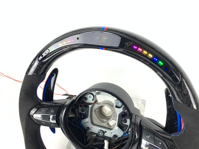 BMW F Series Forged Carbon & Alcantara with Forged Carbon Paddles, Colour LED Display, BMW Tri Colour Stitching & Accents