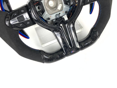 BMW F Series Forged Carbon & Alcantara with Forged Carbon Paddles, Colour LED Display, BMW Tri Colour Stitching & Accents