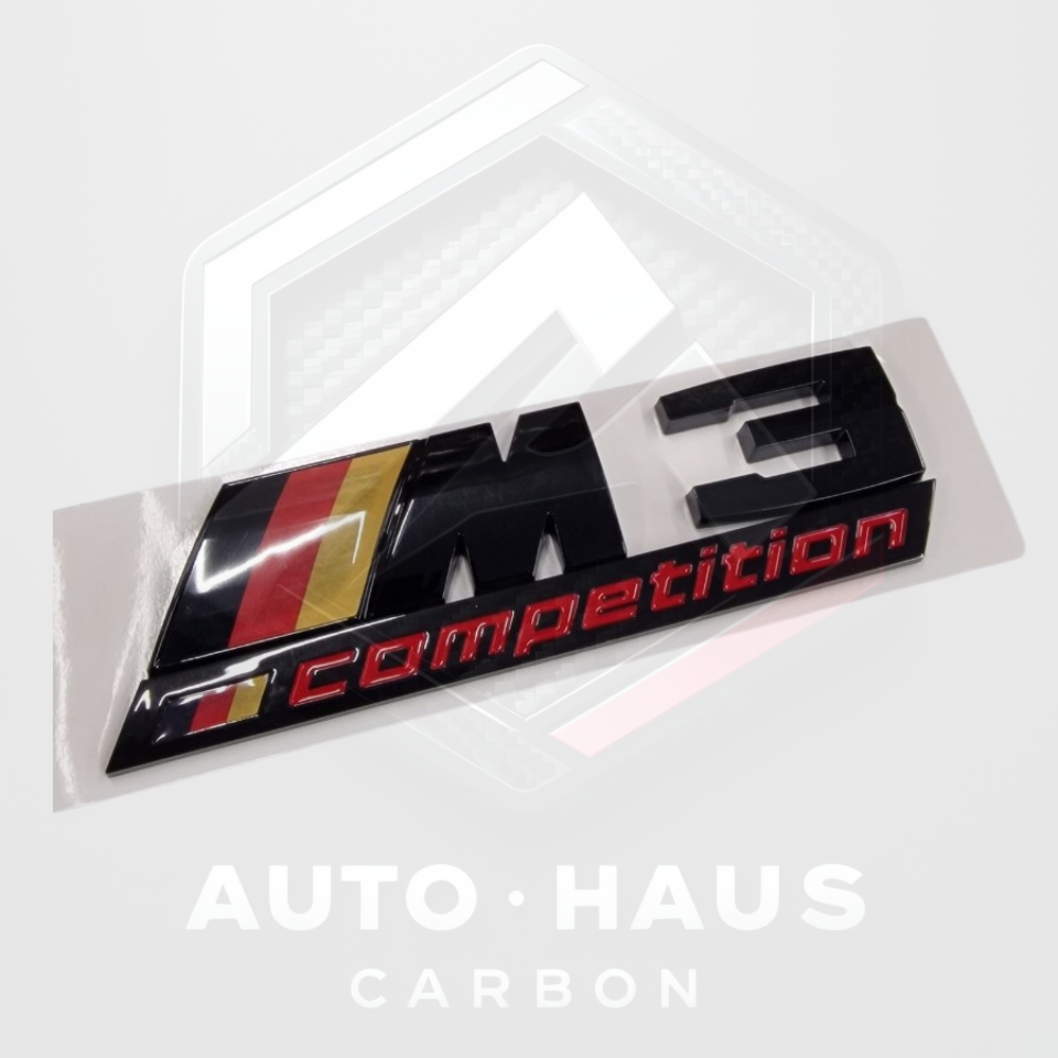 BMW M3 Competition German Tri Colour Gloss Black Badge