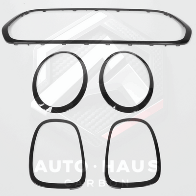 Mini F55 F56 F57 Cooper S One JCW Gloss Black Grill & Lights Trim Kit