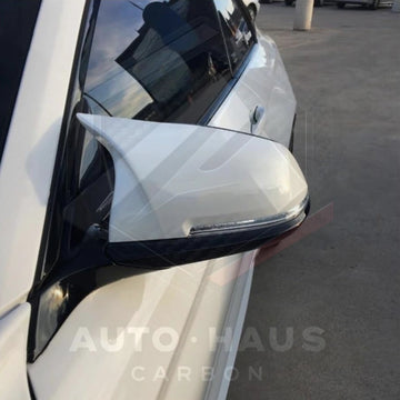 BMW F Series M Style Mirror Caps Gloss Black & Bright White Bright White