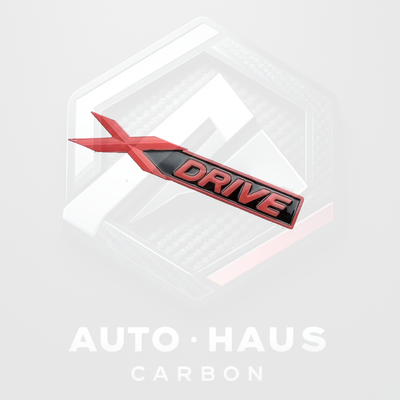 BMW X-Drive Gloss or Matte Black Badge 105x15mm Red & Black