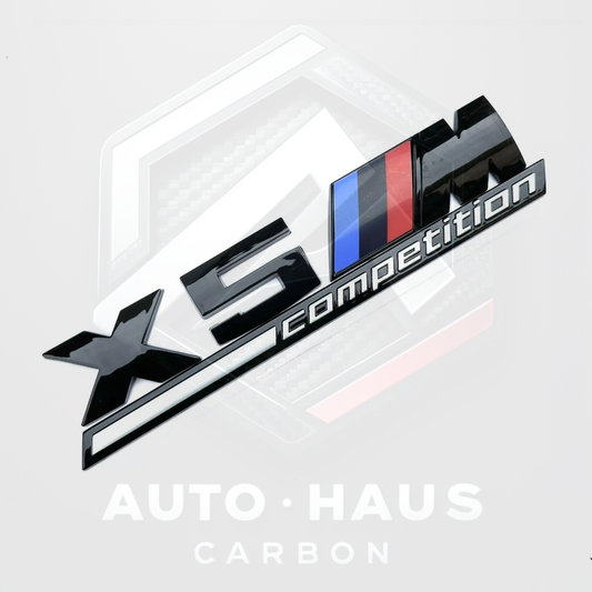 BMW X5M Competition Gloss Black Boot Badge 175x35mm
