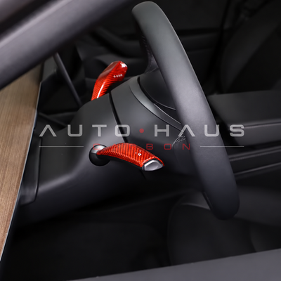 Tesla Model 3 & Model Y Red Carbon Fibre Stalk Covers – Pair