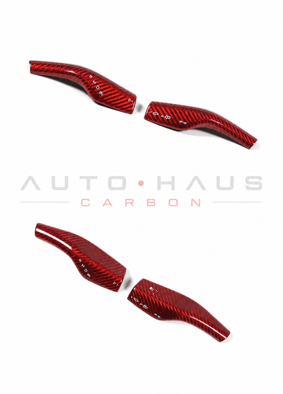 Tesla Model 3 & Model Y Red Carbon Fibre Stalk Covers – Pair