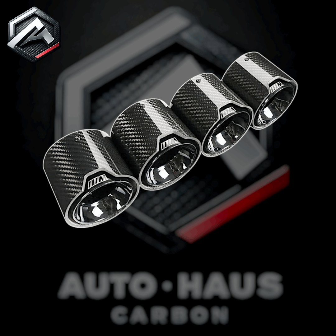 BMW G80 G81 G82 G83 Carbon Fibre Exhaust Tips with MPERFORMANCE Logo Black