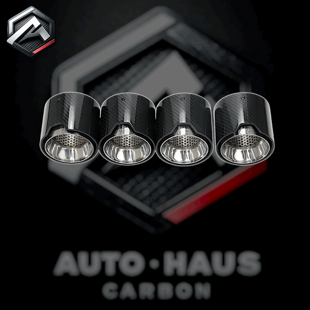 BMW F80 F82 F87 M2 M3 M4 Carbon Fibre Exhaust Tips with MPERFORMANCE Logo Silver