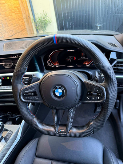 BMW G Series Matte Carbon Fibre LCI Flat Bottom Wheel