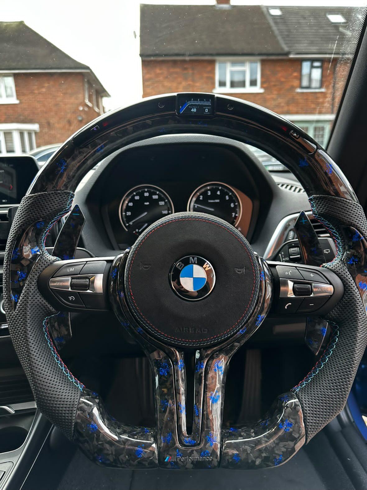 BMW F Series Forged Blue Carbon Steering Wheel