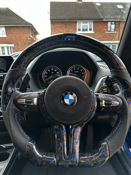 BMW F Series Forged Blue Carbon Steering Wheel